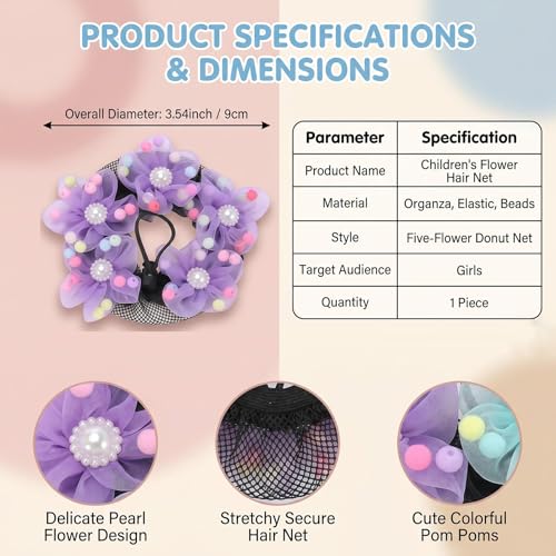 QUUPY Bright Color Ballet Hair Nets 4 Pack for Dancers & Performers