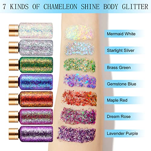 Green Gold Glitter Gel for Face & Body - Waterproof & Long-Lasting