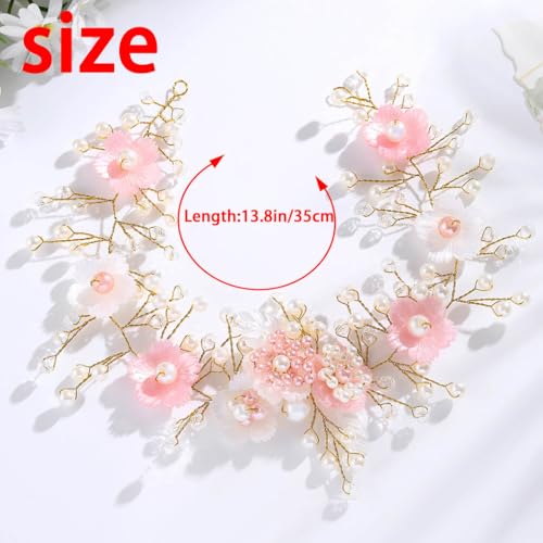 Campsis 2 Piece Pink Floral Flower Girl Headpiece Set