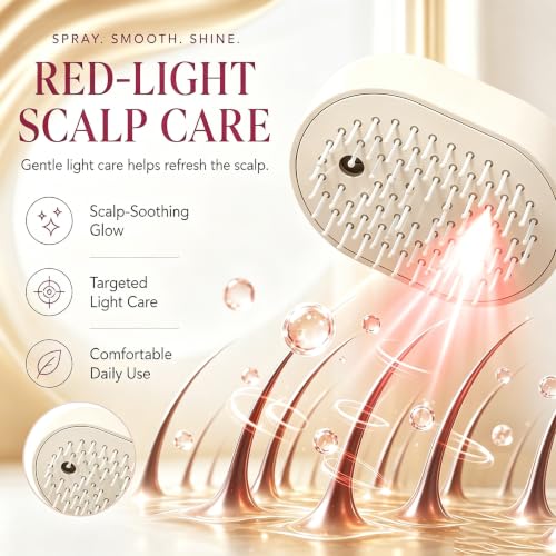3-in-1 Electric Mist Hair Brush - Self-Cleaning Scalp Massager & Detangler