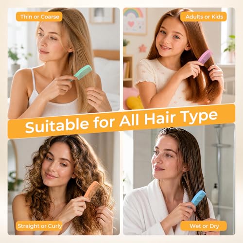 100 Multicolor Pocket Combs - Individually Wrapped Hair Combs for All Ages