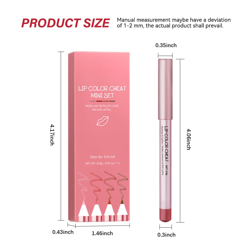 2-in-1 Lip Makeup Kit | 4-Color Nude Lip Liner & Plumper Gloss Set - Long-Lasting Contour for Women