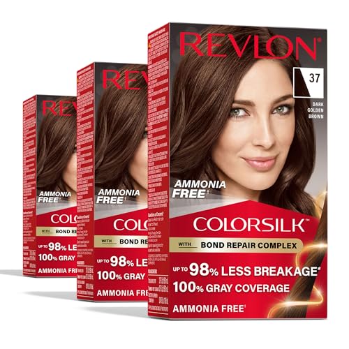 Revlon ColorSilk Hair Color with Bond Repair, 3pk - Dark Golden Brown
