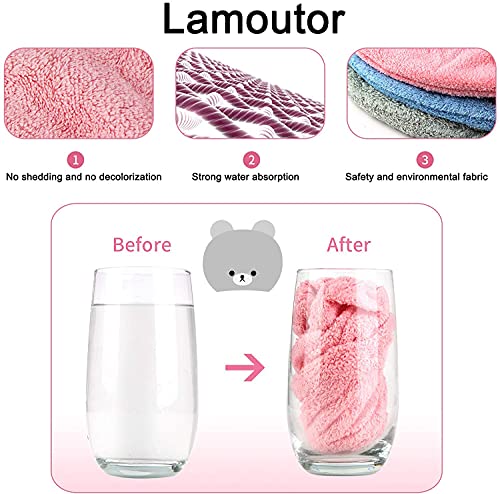 Lamoutor Kids Hair Drying Towel Cap - 3 Pack Soft & Absorbent