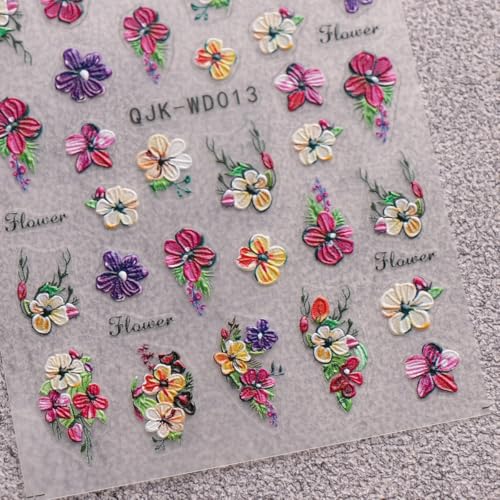 Self-Adhesive Floral Nail Art Stickers - 6 Sheets for Spring & Summer