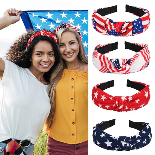 IDDFEVE 4-Pack Patriotic Headbands for Women - 4th of July & Independence Day Accessories