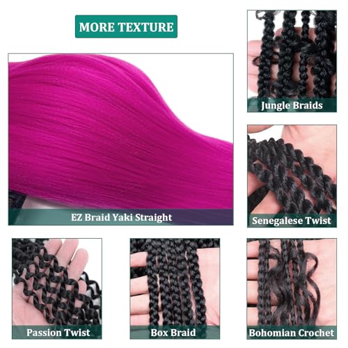 Pre-Stretched Pink Kanekalon Braiding Hair Extensions - 26 Inch