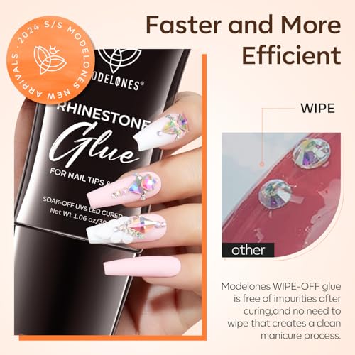 Modelones 4-in-1 Rhinestone Nail Glue - Super Strong UV Adhesive, 30g