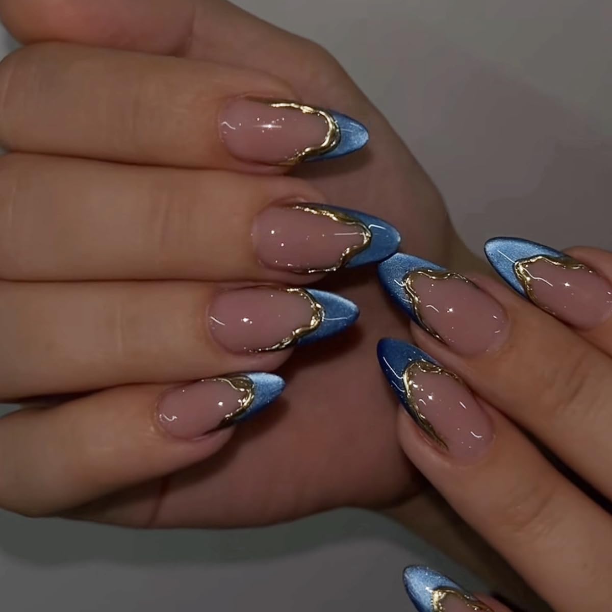 Short Square Press On Nails - Cute Glitter Gradient Full Cover Acrylic Nail Tips | 24PCS for Women