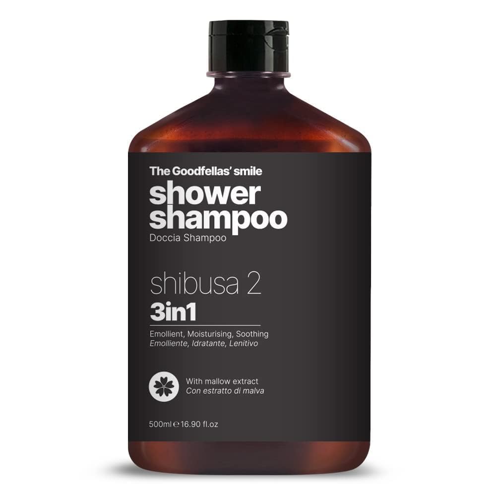 The Goodfellas' smile 3-in-1 Shower Shampoo – Shibusa 2 Scent | Invigorating Body Wash, Hair Shampoo & Beard Cleanser for Men | Peach, Ying & Wood Notes | Made in Italy | 500ml