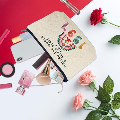 1997 Birthday Gift for Women - Chic Linen Makeup Bag for Her, Travel Cosmetic Organizer