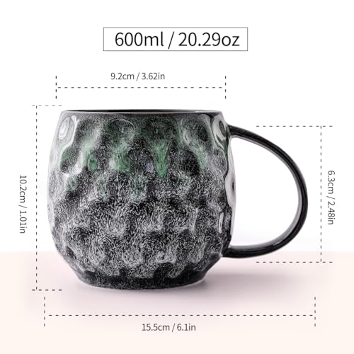 20oz Cyan Coffee Mug with Oversized Handle - Gift-Ready Ceramic Cup