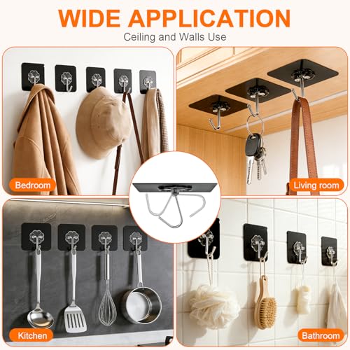 DDMY Heavy Duty Adhesive Hooks - 50lb Max, Waterproof & Reusable, 8 Pack