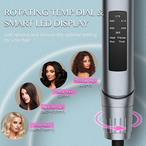 LANVIER Grey 2-in-1 Hair Straightener & Curler, Nano Silver Titanium Flat Iron