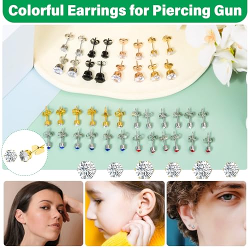 Professional Ear Piercing Gun Kit with Crystal Earrings | At Home Use