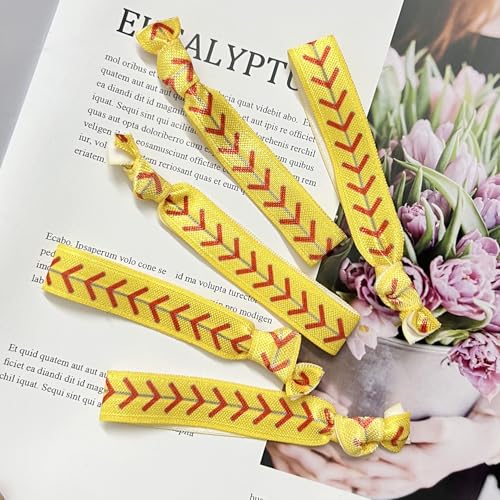 Softball Hair Ties - 12 Pack No Crease Elastic Bands for Girls