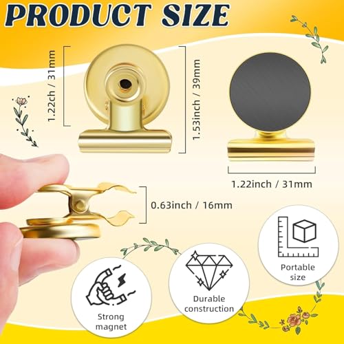 Heavy Duty Magnetic Clips - 24 Pack Gold Fridge Magnets