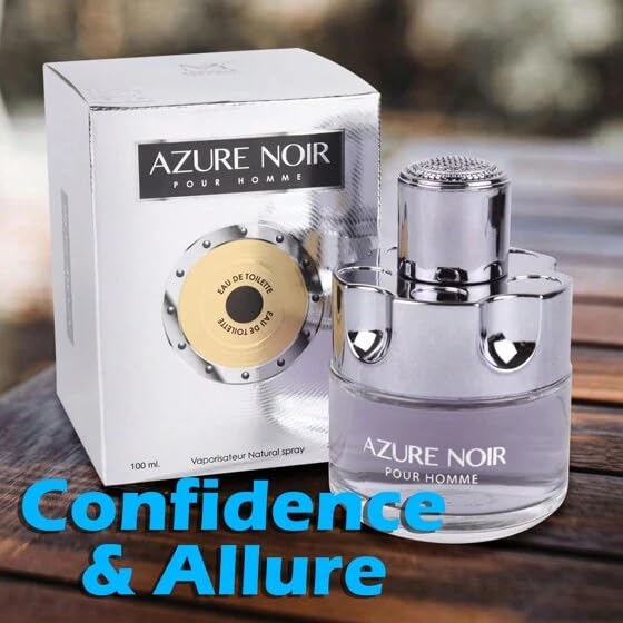Azure Noir Cologne for Men - 3.4oz Eau de Toilette Spray, Long Lasting