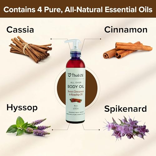 Tholi Oil Natural Body Oil for Dry Skin - Sweet Almond & Rosehip, 8 Fl Oz