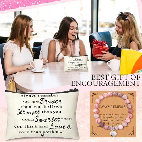 Inspirational Employee Appreciation Gift Set - 6 Makeup Bags, Bracelets & Cards
