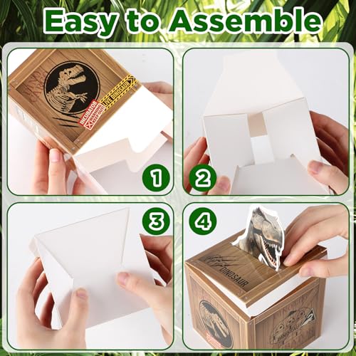 12 Pcs Dinosaur Party Favor Boxes - 4x4 Inch Dino Treat Containers