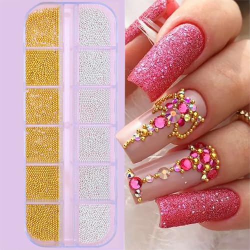 Gold and Silver Nail Charms Beads Kit for Nail Art DIY