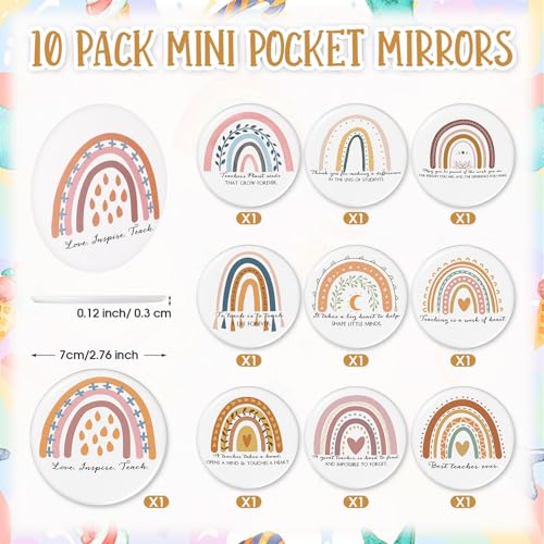 Paterr 10 Pcs Rainbow Canvas Makeup Bags with Mirrors - Teacher Gifts