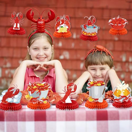 Crawfish Boil Party Decorations - 9 Piece Honeycomb Centerpieces