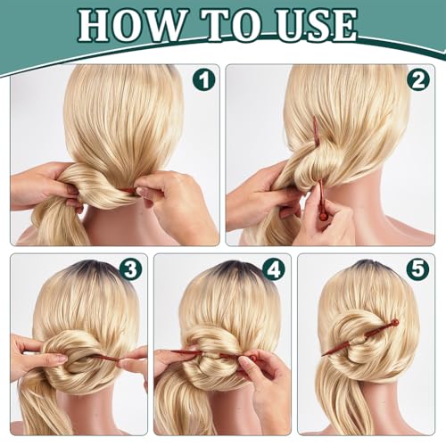 PH PandaHall 24pcs Vintage Wood Hair Pins Set, 12 Styles 5" Hair Sticks