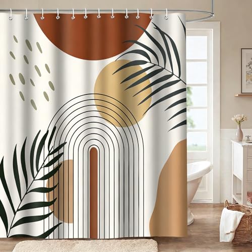 Boho Shower Curtain 72x72 Inches - Waterproof Mid Century Design