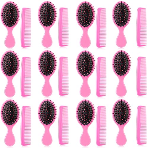 Nuogo Mini Wet Hair Brush & Comb Set for Kids - 24 Pcs Pink