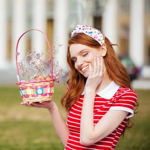 CEALXHENY Bunny D Easter Headband for Women Beaded Carrots & Rhinestones, Spring Hair Accessory
