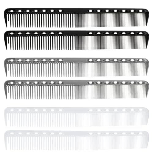 6Pcs Carbon Fiber Hair Cutting Combs for Stylist - Black, Grey, White