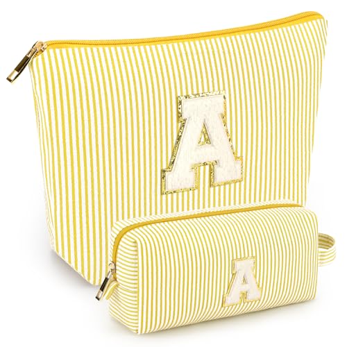 Mibasies Personalized Initial Makeup Bag Set - Travel Toiletry Organizer