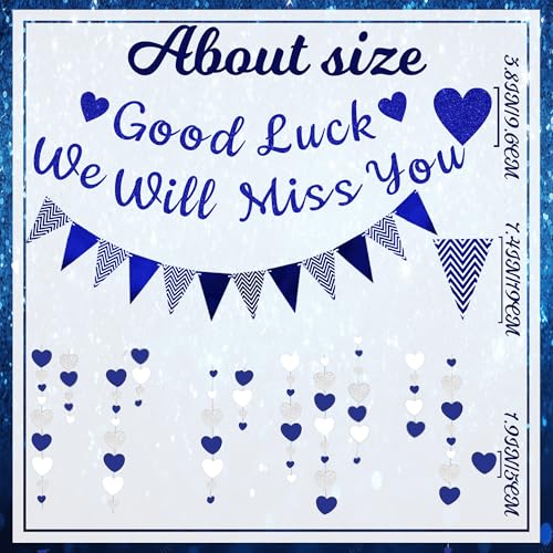 We Will Miss You Banner - Blue & Silver Farewell Party Decorations