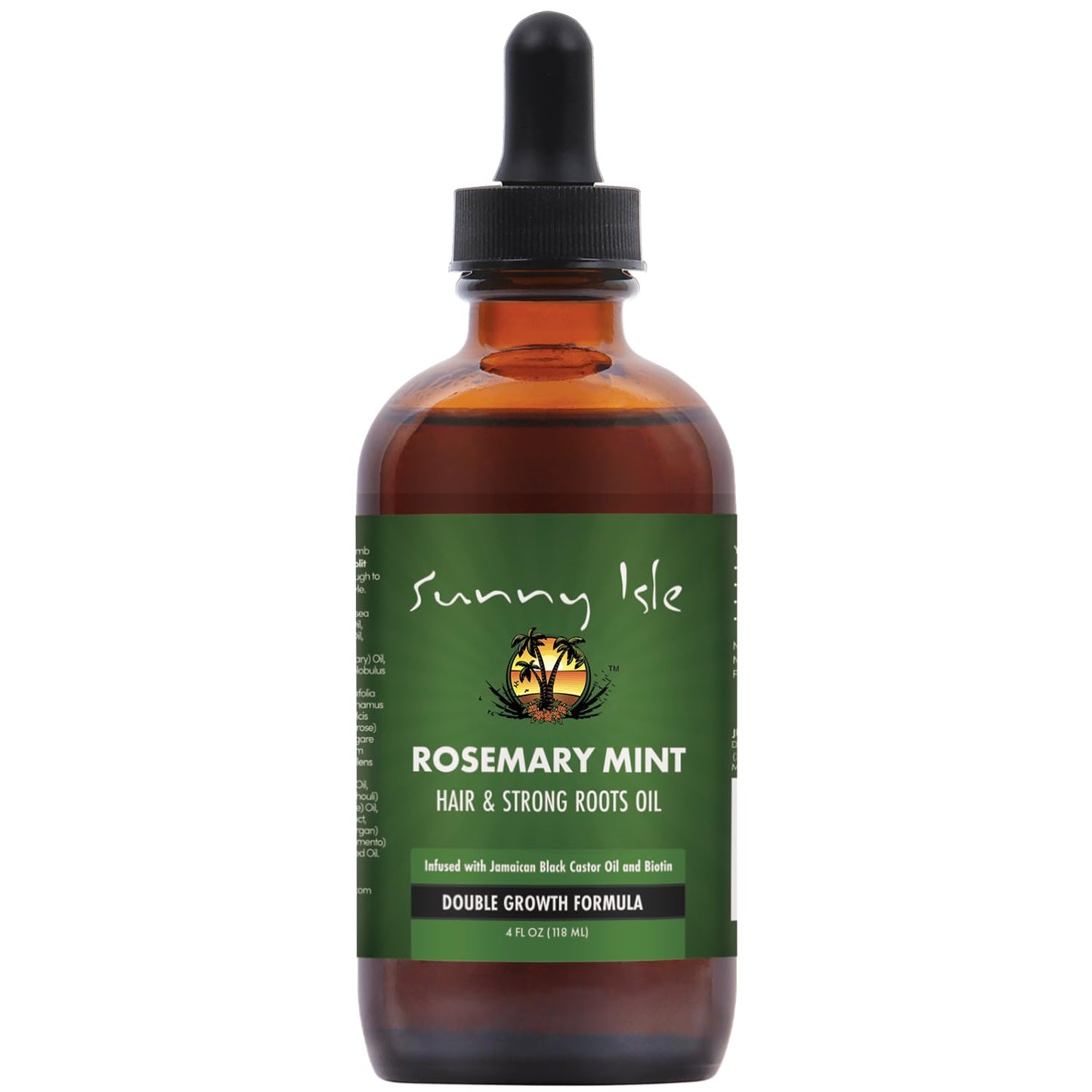 Sunny Isle Rosemary Mint Hair & Strong Roots Oil 4oz, Jamaican Black Castor Oil & Biotin, Double Growth Formula, Strengthening, Dry Scalp, Edges, Breakage & Protective Styles