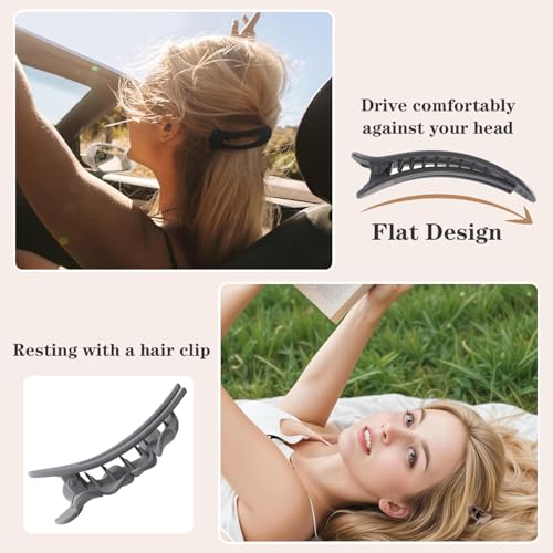 ZUTML 5 Pack Large Flat Hair Clips for Women Girls Brown & White Non-Slip Barrettes