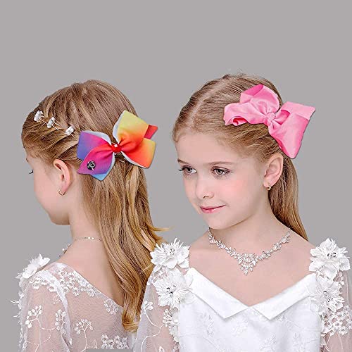 JoJo Siwa Rainbow Hair Clips Set - Handmade Bow Hair Accessories for Girls