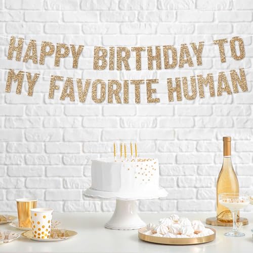 Pre-Strung Gold Glitter Happy Birthday Banner - 10 ft Party Decor