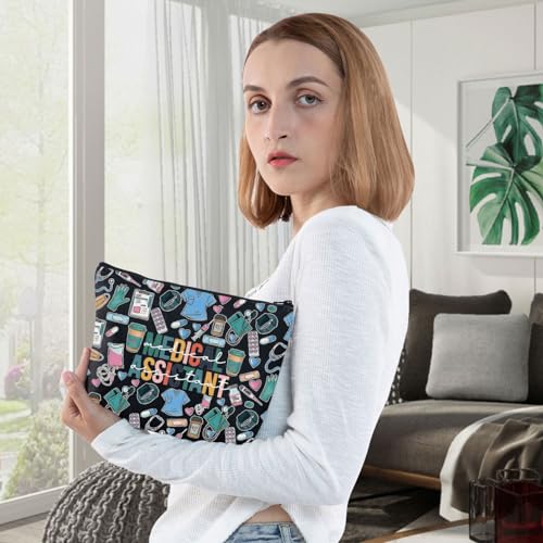 Medical Assistant Makeup Bag - Durable Waterproof Canvas Cosmetic Pouch