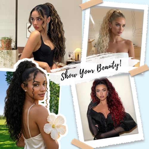 TYQ 24" Natural Black Curly Claw Clip Ponytail Extension