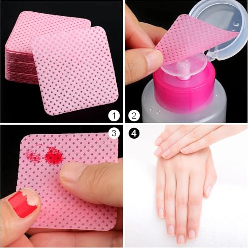 600 PCS Lint Free Nail Wipes & Pump Dispenser for Nail Care