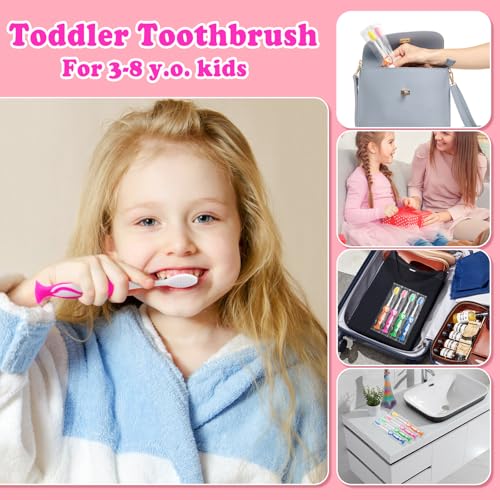 Disposable Toddler Toothbrushes 40 Pack - Cute Animal Lion Design, 4 Bright Colors, Portable & Soft Bristles