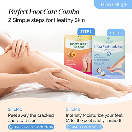 PLANTIFIQUE Hydrating Foot Mask Socks - Moisturizing Treatment for Dry Feet