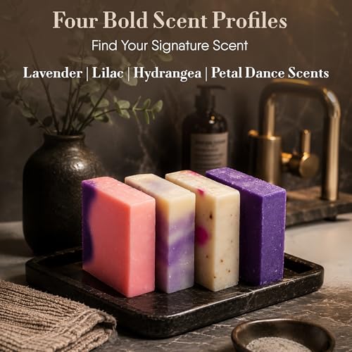 360Feel Handmade Floral Bar Soap Set - 4-Pack Cold-Processed Castile Soap
