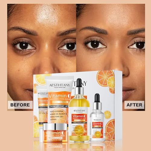 R RadiantRise 5-in-1 Vitamin C Skin Care Set for Brightening & Glow
