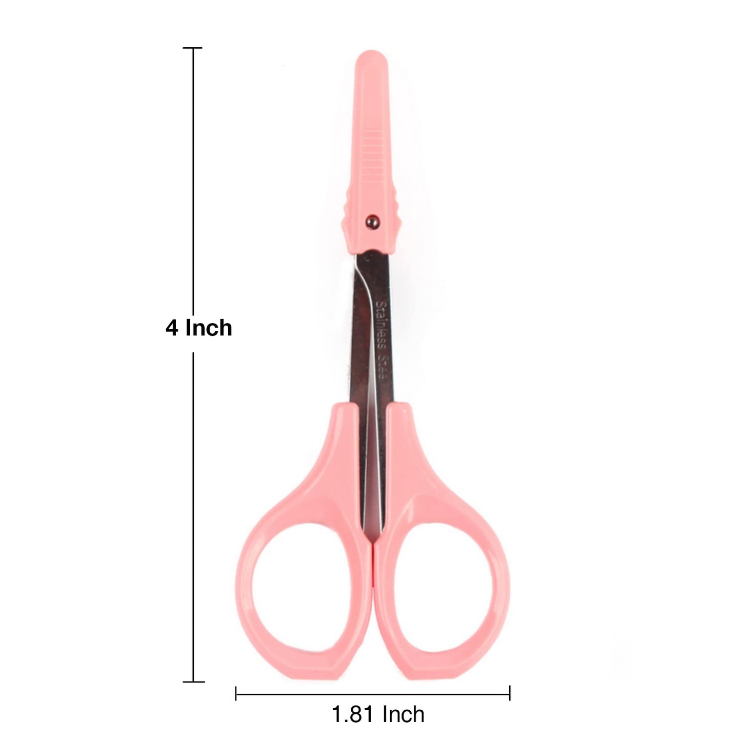EMILYSTORES Eyebrow Grooming Scissors 4 Inches Curved Small Craft Lash Scissor for Eyebrow Eyelash Extensions Stainless Steel 1PC (Pink_Curved)