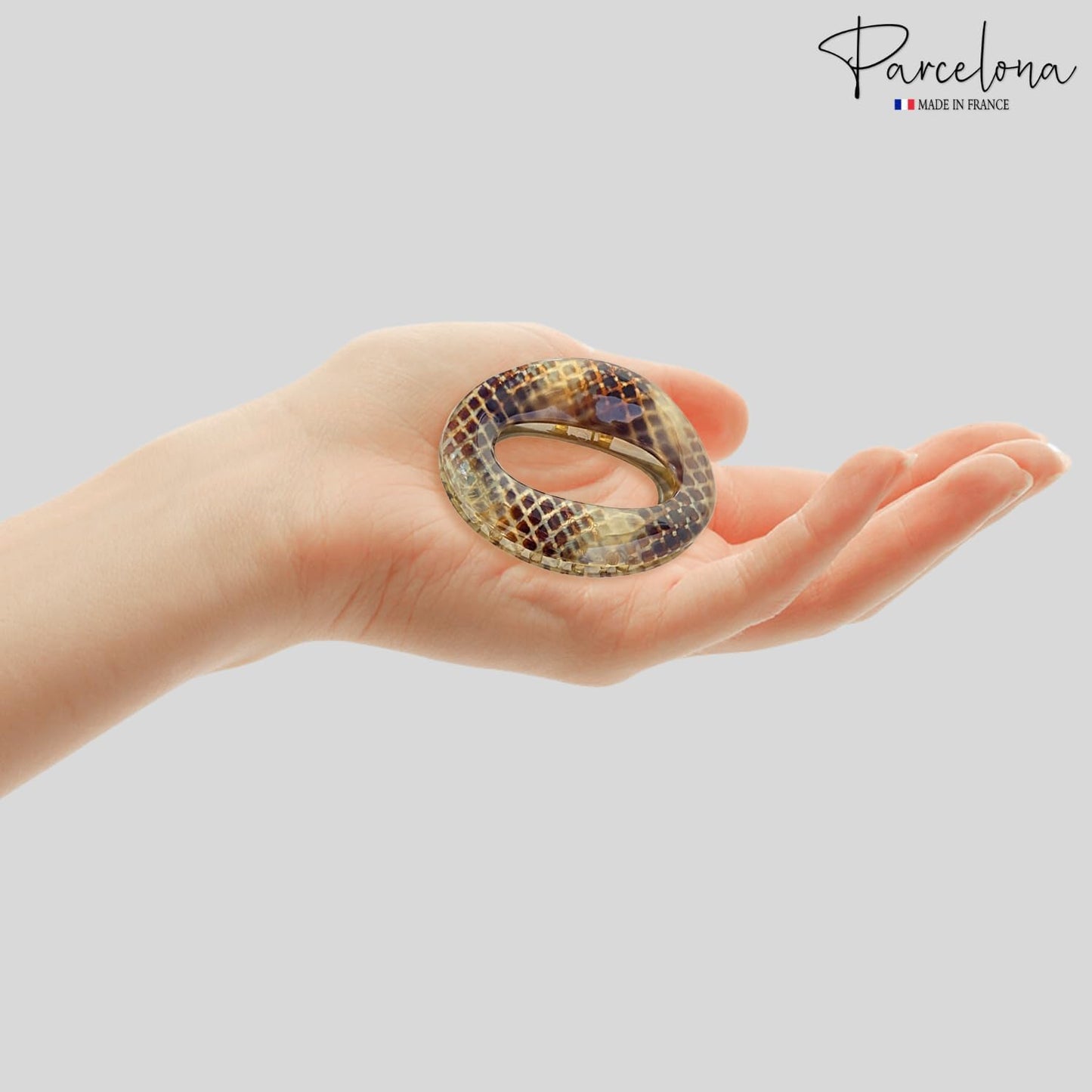 Parcelona French Flat Tube Cutout Small 2 1/2" Celluloid Set of 2 No Slip Grip Jaw Hair Claw Durable Styling Women Hair Accessories Girls Hair Claw Clips