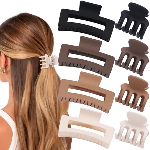 8 Pcs Durable Hair Claw Clips Set for Thick & Curly Hair
