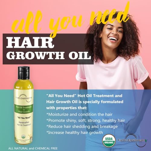 Organic Hot Oil Treatment for Dry, Damaged Hair - 8oz Hair Growth Serum